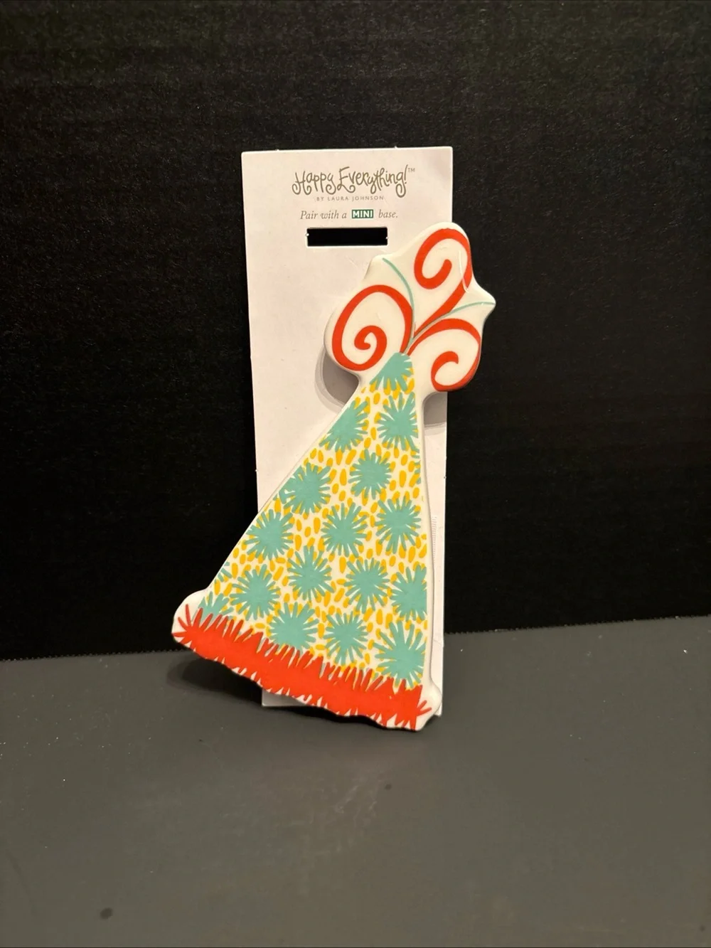 Floral Party Hat Cake Topper – Blue & Orange